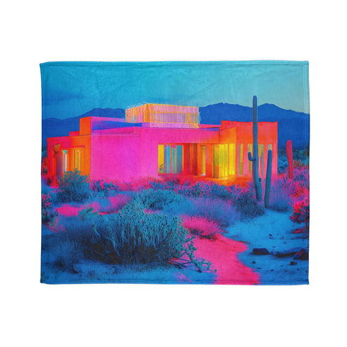 Desert Mirage Hiding Neon Palace Plush Fleece Throw Blanket