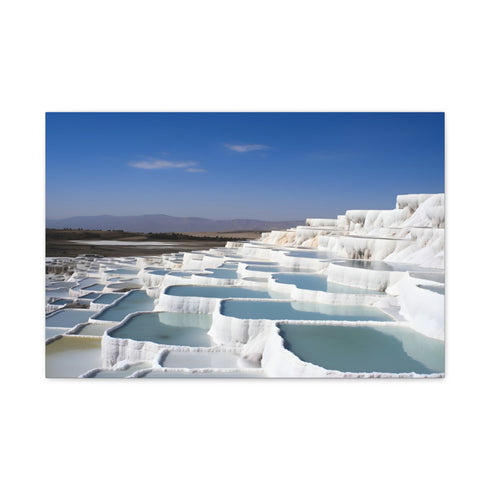 Pamukkale Turquoise Thermal Terraces Sunset Stretched Canvas Wall Art - Front Hero View | Prints With Passion