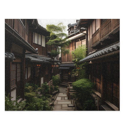 Traditional Kyoto Kimono House Puzzle with charming wooden houses and kimonos.