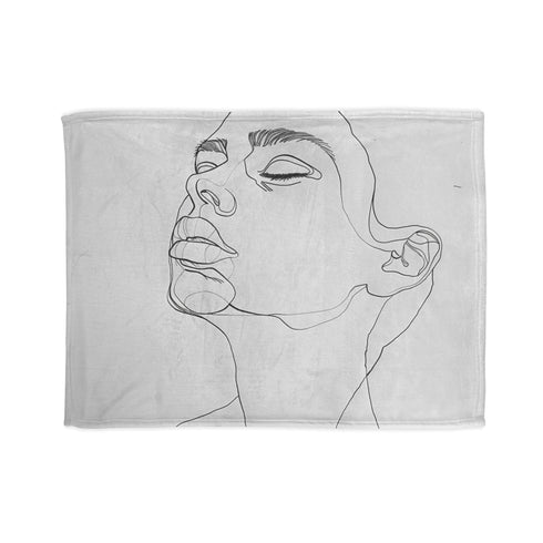 Abstract minimalist art blanket with laser moustache face design.