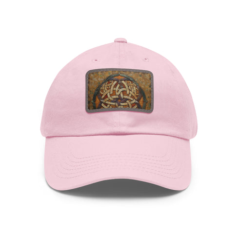 Celtic Knot Capper in White with Light Brown Patch - Unisex Vegan Hat