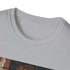 Charcoal crew neck t-shirt with distressed grunge design evokes 90s nostalgia