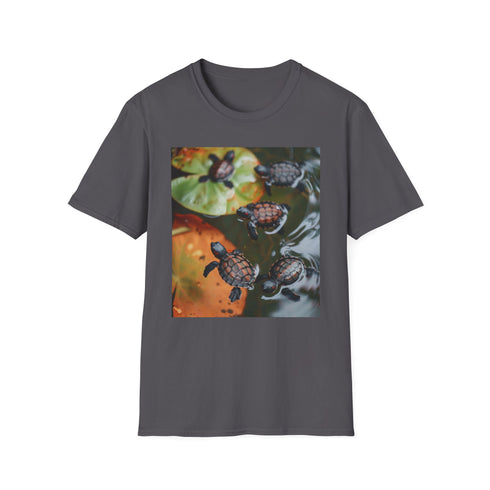 Ocean explorers turtles t-shirt in charcoal - cotton blend, summer vibes