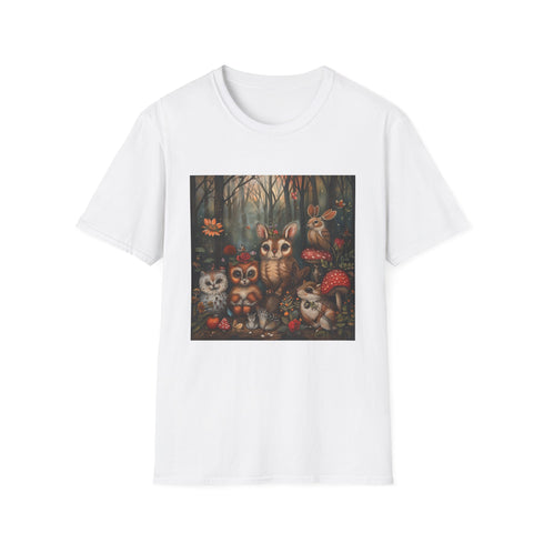 Charcoal t-shirt with woodland creatures soft cotton crew neck regular fit