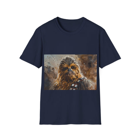 Chewbacca watercolor tee in charcoal cotton, regular fit for men/women.