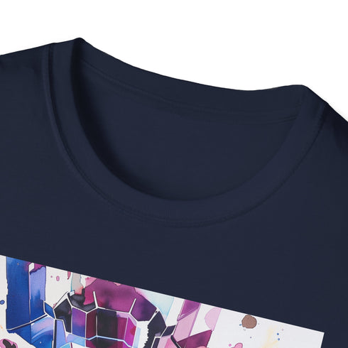 Charcoal cotton crew neck T-shirt with cosmic Galactus design