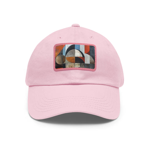 Abstract geometric white and light brown rectangle baseball cap.