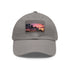Miami sunset horizon white baseball cap with light brown rectangle patch.