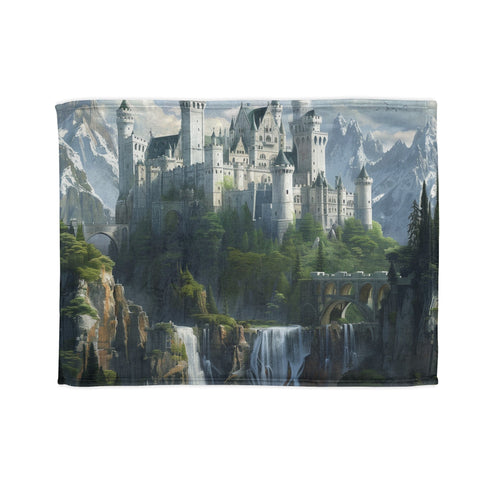 Grimm Fairytale Castle Dreams Blanket: Majestic fairytale castle design, enchanting lights.