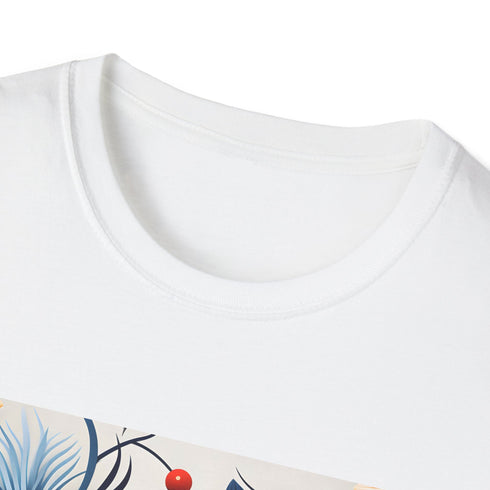 Charcoal cotton crew neck t-shirt with vibrant floral pattern and regular fit
