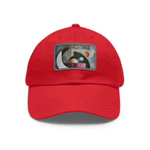 GeoForm Snapback Cap in White with Light Brown Rectangle Patch - Unisex Vegan Cotton Hat