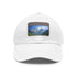 Stylish white baseball cap with French Alps mountain design.