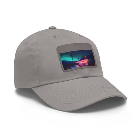 Neon watercolor charm baseball cap with rectangle patch and vibrant colors.