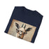 Charcoal cotton t-shirt with whimsical llama reading books graphic