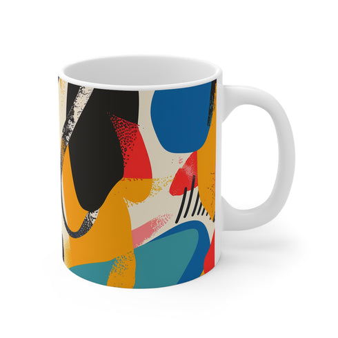 Colorful bold abstract ceramic coffee mug 11 oz for home & kitchen.