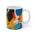 Colorful bold abstract ceramic coffee mug 11 oz for home & kitchen.