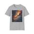 Charcoal galaxy painting T-shirt with cotton crew neck and regular fit