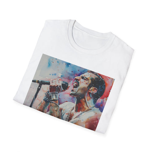 Queen & Aid watercolor tribute Freddie Mercury t-shirt, charcoal, regular fit.
