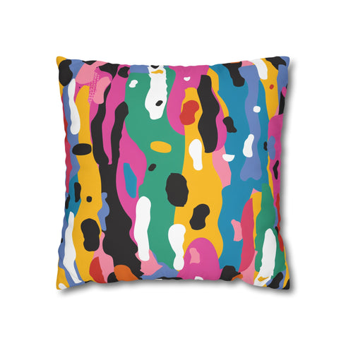 Abstract Bold Bright Pillow Case - Modern seamless pattern design for vibrant bedroom decor