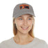 Fiery volcano cap with light brown patch, rectangle shape.