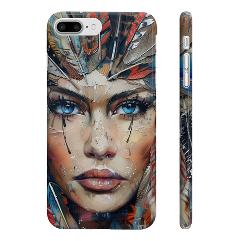 Bohemian spirit phone case with feather design in glossy finish.