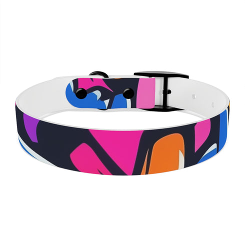 Neon graffiti patterned M dog collar in Black Onyx for stylish pets.