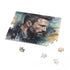 Colorful Batman watercolor jigsaw puzzle featuring Ben Affleck portrait.