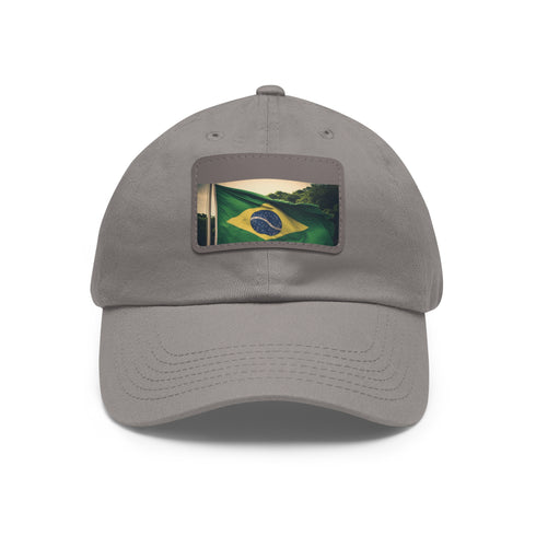 Brasilian Pride Flag Cap in White with Light Brown patch