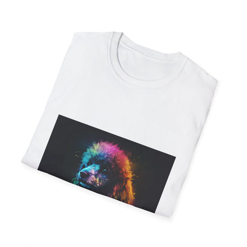 Vibrant poodle watercolor tee in charcoal.