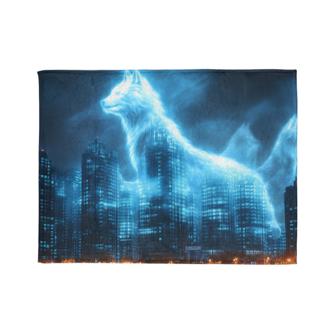 City Skyline Shaped Like Animal Spirits Plush Fleece Throw Blanket