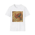 Mythical phoenix rising from ashes on charcoal t-shirt, unisex, size S.