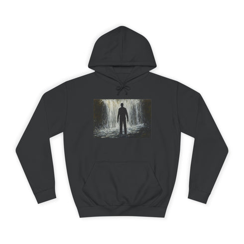 Invisible Man Standing in Waterfall Graphic Unisex College Hoodie