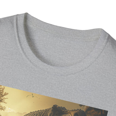 Prehistoric Dominion T-Rex Charcoal Cotton Crew Neck Summer T-Shirt.