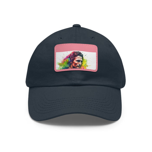 McConaughey neon dreams cap with light brown rectangle patch.