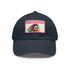 Vibrant watercolor neon cap with light brown patch, rectangular shape.