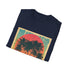 Palm Paradise Retro Sunset Escape T-shirt, Charcoal, Crew Neck, Regular Fit