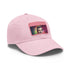 Vibrant neon watercolor baseball cap with white/light brown patch.