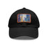 Chicago skyline watercolor baseball cap with white/light brown rectangle patch.