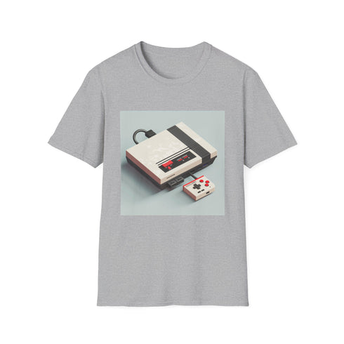 Retro gaming console and pixel art charcoal t-shirt for gamers