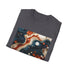 Charcoal cotton T-shirt with abstract geometric design and crew neck style