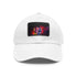 Neon white baseball cap with light brown patch, rectangle shape.