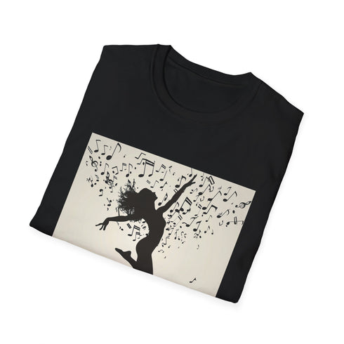 Symphony of Motion dancer silhouette t-shirt in charcoal, size S.