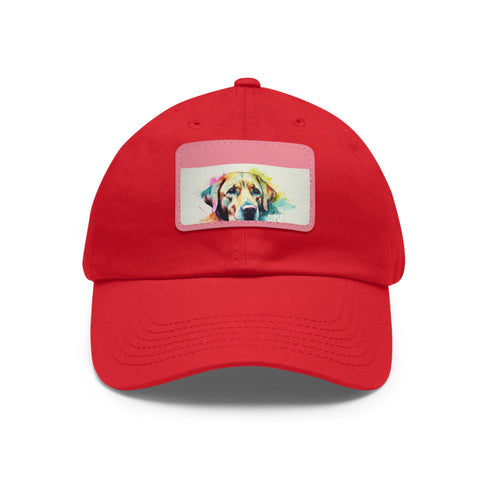 Labrador Love Embroidered Baseball Cap in White with Light Brown Patch