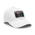 Neon fusion watercolor baseball cap with light brown patch and rectangle shape.