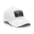Neon watercolor baseball cap with light brown patch and rectangle shape.