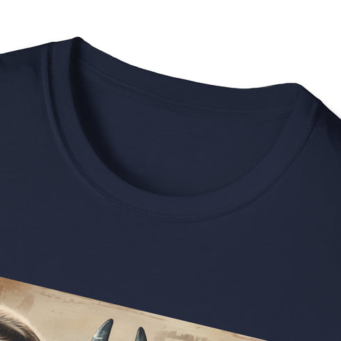 Charcoal cotton T-shirt featuring llama reading among stacked books design