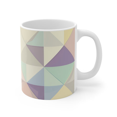 Chic geometric pastel coffee mug for stylish mornings.