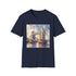 Charcoal cotton t-shirt with vibrant Tower Bridge watercolor design