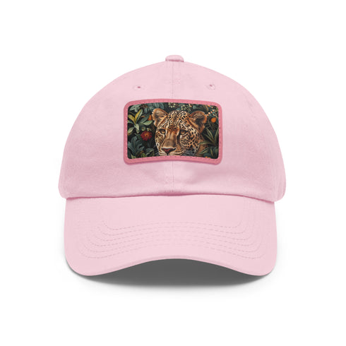 Cheetah Chic Baseball Cap in White with Light Brown Patch