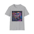 Charcoal cotton T-shirt with psychedelic mushroom journey design regular fit